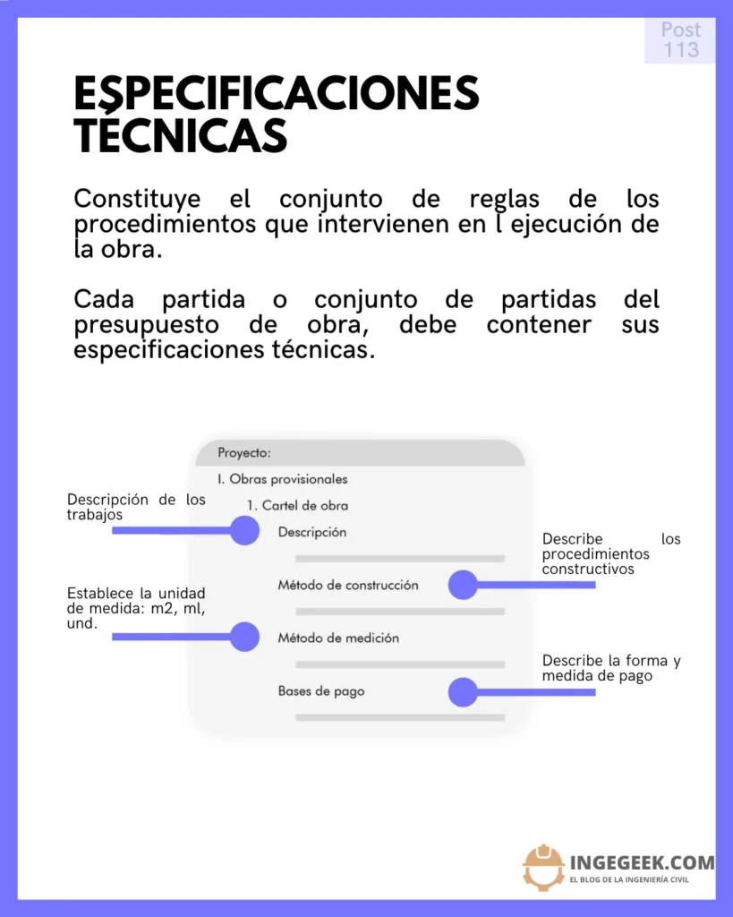 Especificaciones técnicas - Expediente tecnico